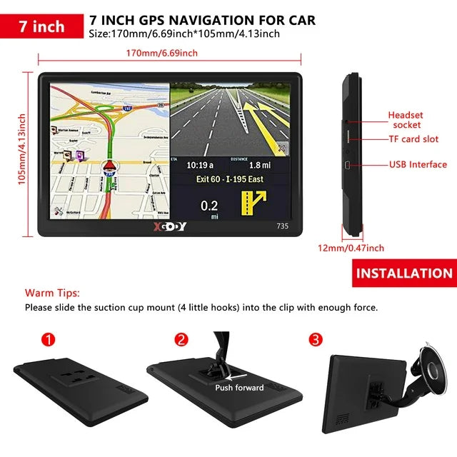 XGODY 735F: 7" GPS Portable Navigator