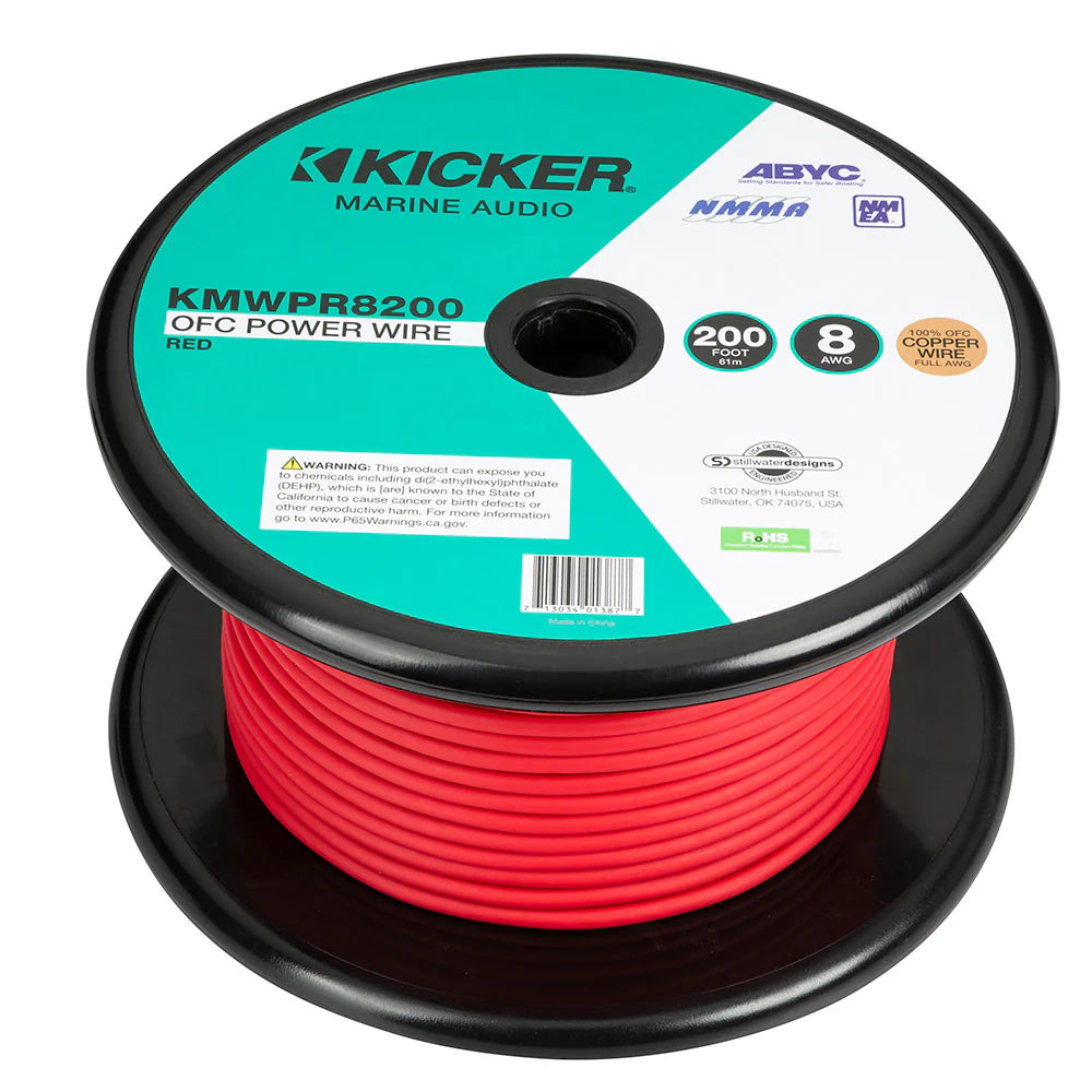 Kicker KMWPR8200: 200 FT 8 AWG Red Power Wire