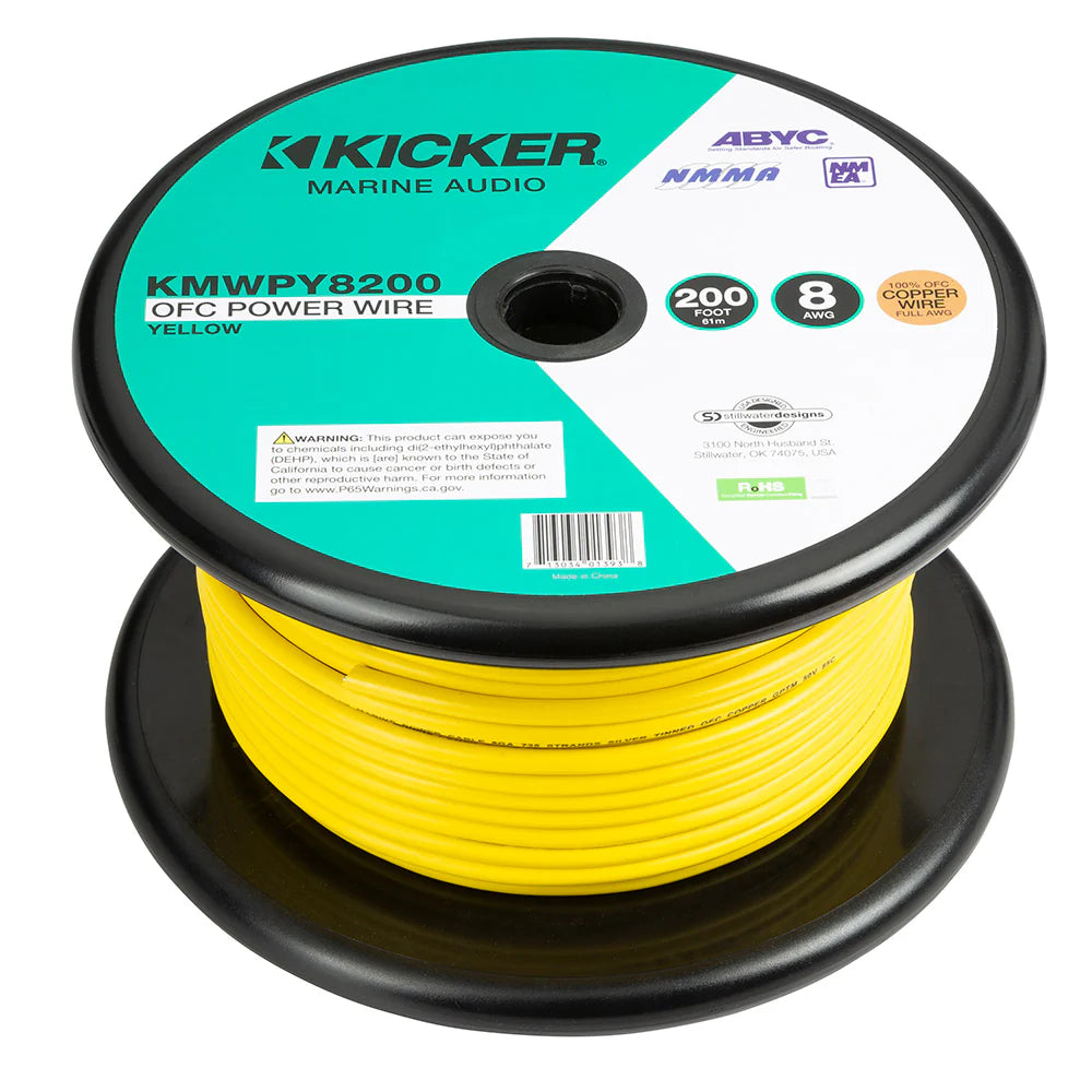 Kicker KMWPY8200: 200 FT 8 AWG Yellow Power Wire