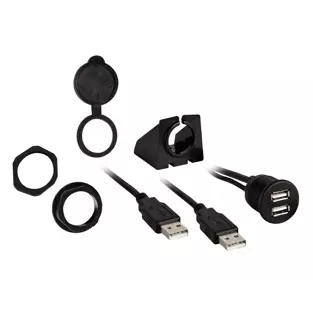 Install Bay IBR74: 3 FT Dual USB Dash & Panel Mount / Extension