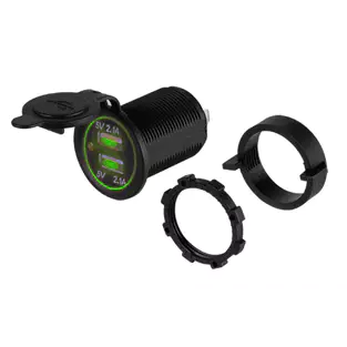 Install Bay IBR88: 2.1 A Dual Green Illumination USB Charging Dash / Panel Mount