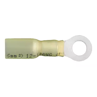 Install Bay SST-YR14: 12 - 10 GA Yellow Adhesive Heat Shrink Ring Terminals