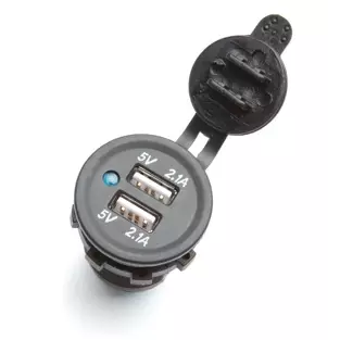 Accele USBR12V2: 2.1 A Dual LED Blue USB Dash / Panel Mount