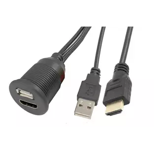 Accele USBRHDMI: 6.3 FT Single USB / HDMI Panel Mount / Extension