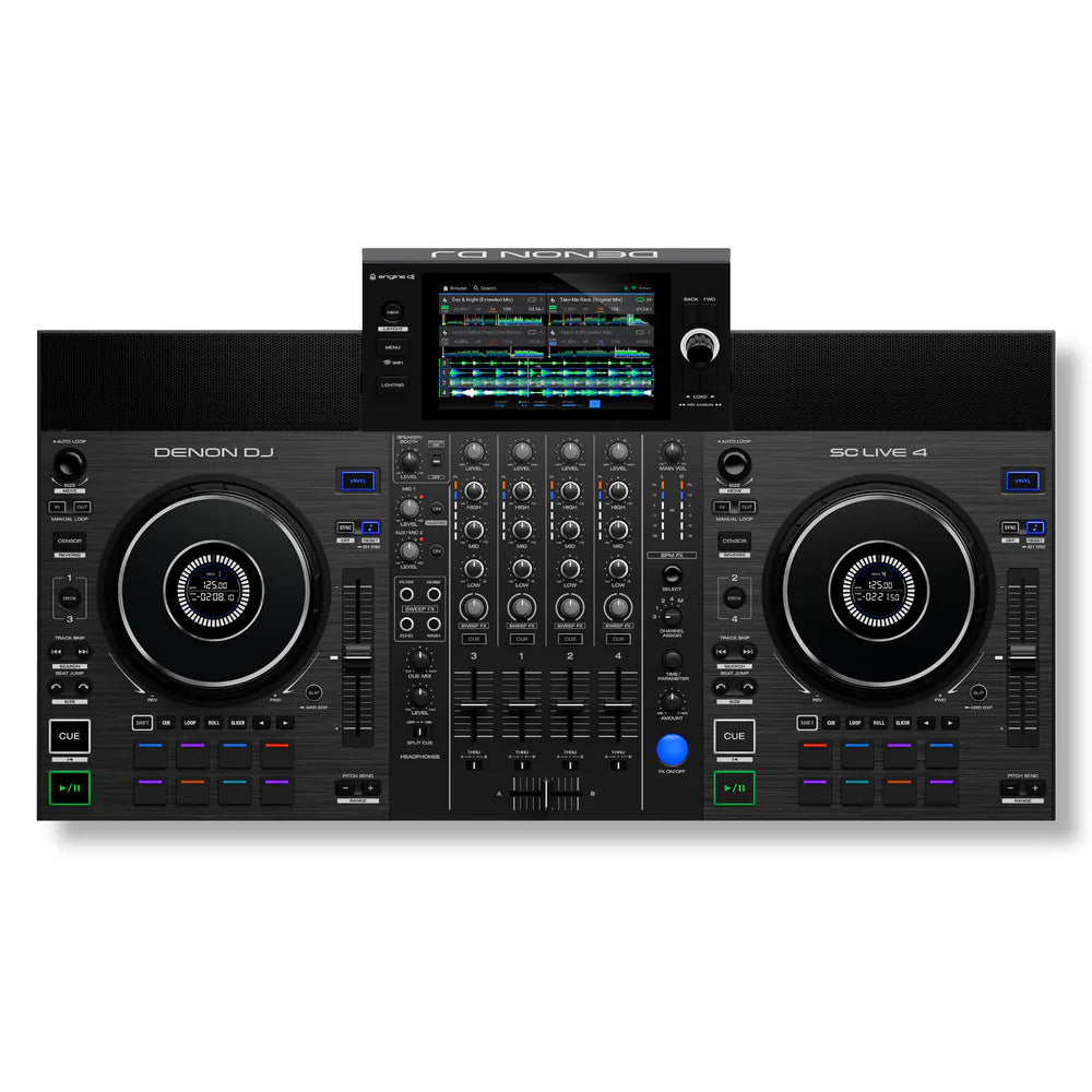 Denon DJ SCLIVE4XUS: Standalone 4 Deck DJ Controller with 7" Touchscreen, Built in Speakers, and Wifi SCLIVE4XUS