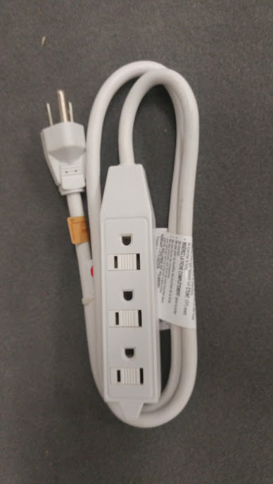 WE-0-33-01 WIS:Electrical Extension Cord 3Pin 3Outlet 3FT White
