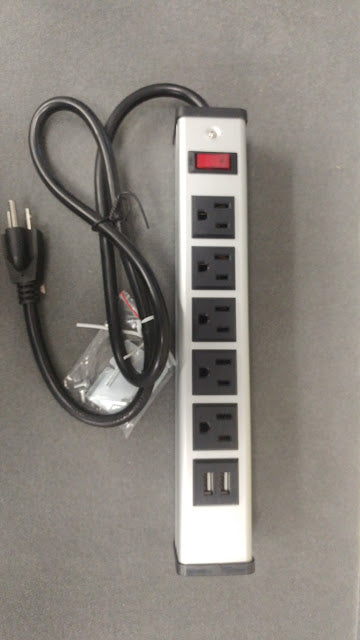 AZ WPB-14-2USBWIS:Power Bar W/Surge 5 Outlet+2USB 3FT Cord Metal