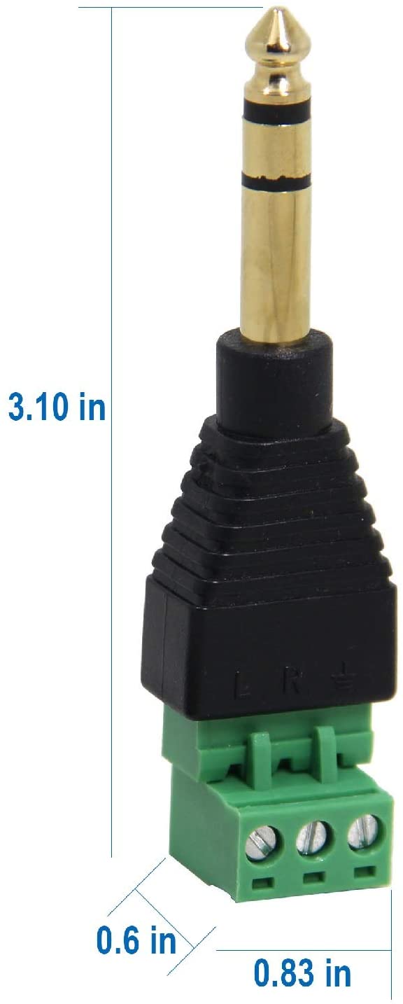 15-1886 :1/4"TRS Male Plug Screw Terminal