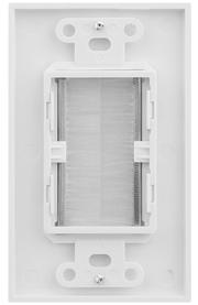 QP06-W:Cable Management Brush Pass Wall Plate 1G