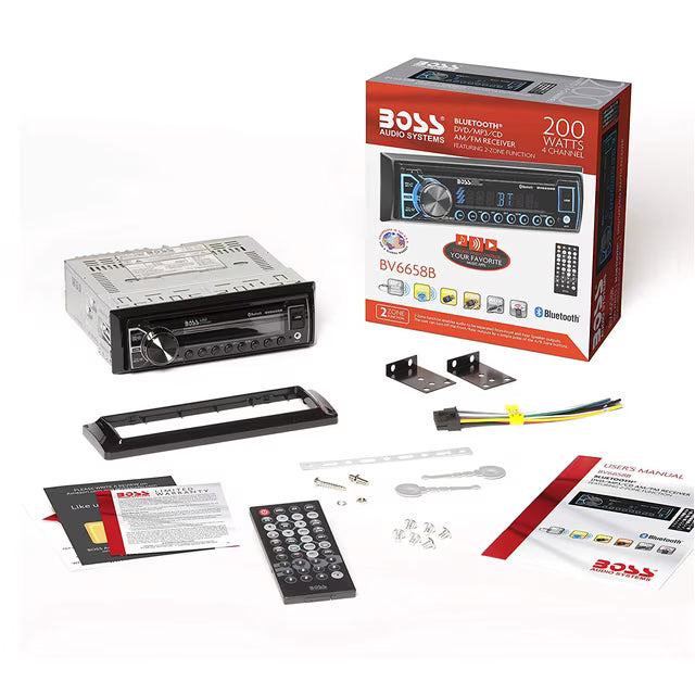 Boss Audio BV6658B: 50 W x 4 Maximum Power Single-Din DVD Receiver