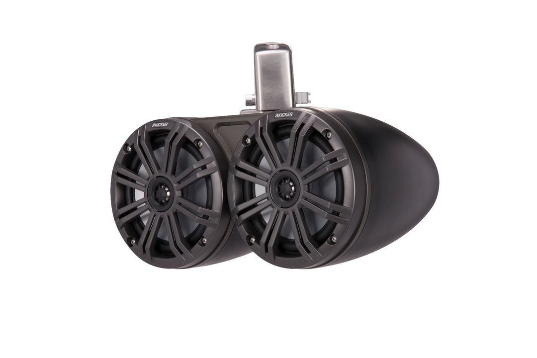 Kicker 45KMTDC65: Pair Charcoal Marine Dual Cans Loaded Speakers