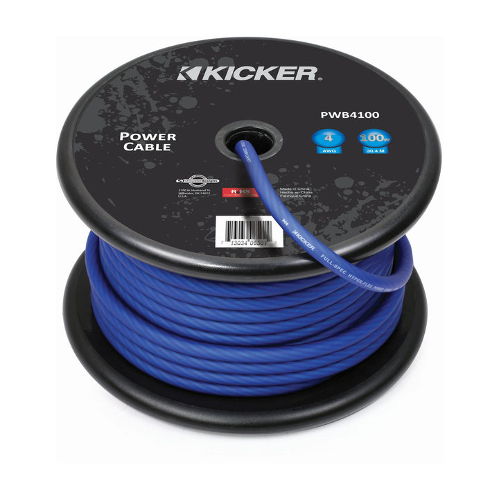 Kicker 46PWB4100: 100 FT 4 AWG Blue Spool Power Wire