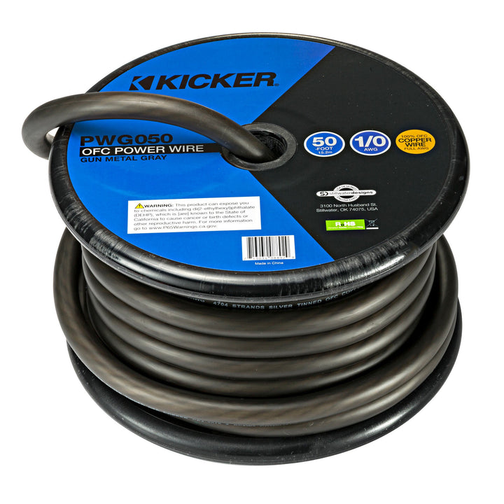 Kicker 46PWG050: 50 FT 1 / 0 GA Spool Grey Power Wire