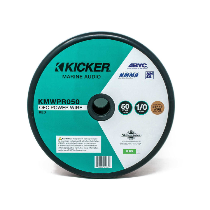 Kicker 47KMWPR050: 50 FT 1 / 0 AWG Red Marine Power Wire