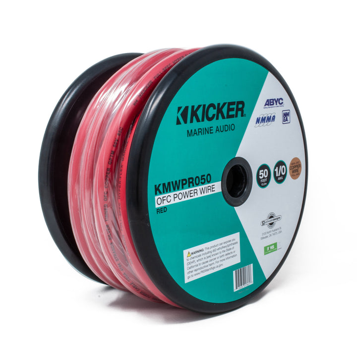 Kicker 47KMWPR050: 50 FT 1 / 0 AWG Red Marine Power Wire