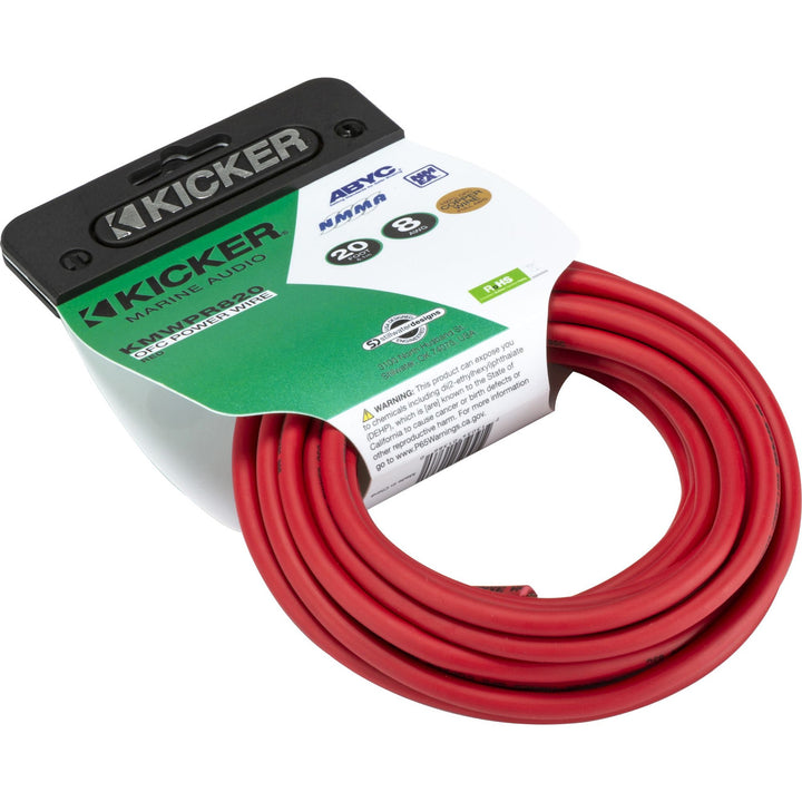 Kicker 47KMWPR820: 20 FT 8 AWG Red Marine Power Wire