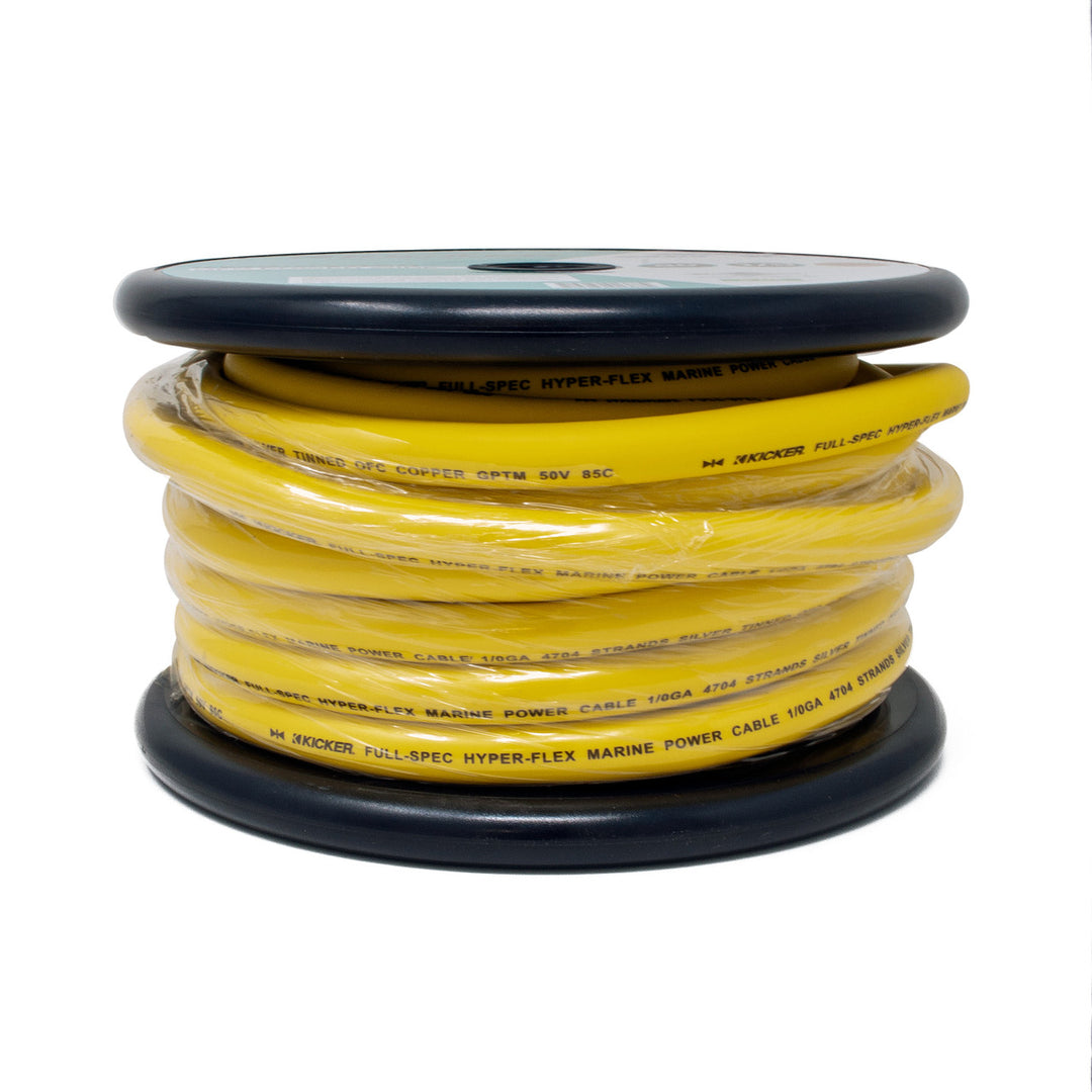 Kicker 47KMWPY050: 50 FT 1 / 0 AWG Yellow Marine Power Wire