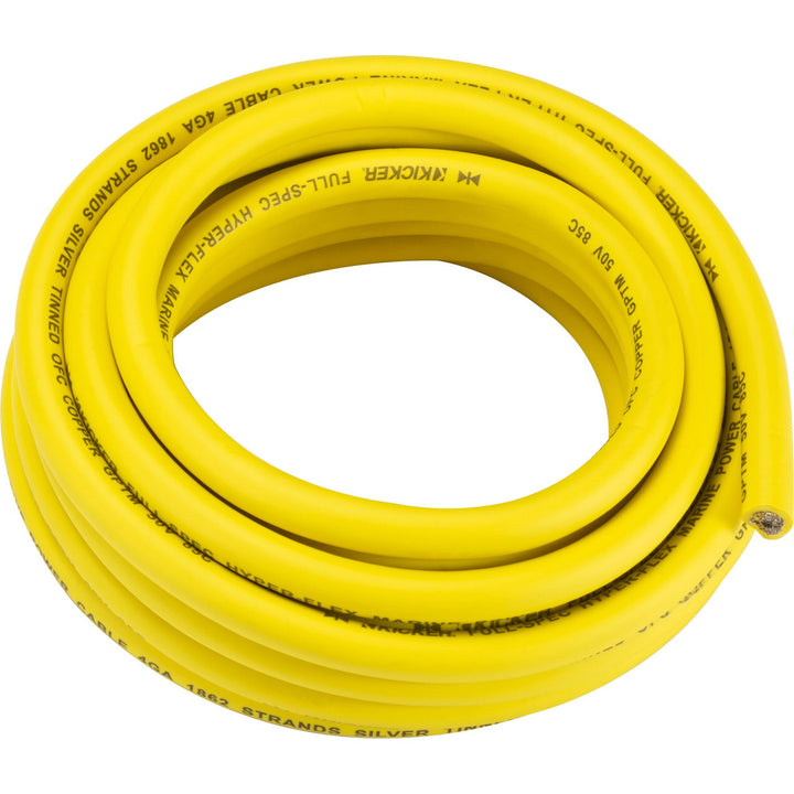 Kicker 47KMWPY420: 20 FT 4 AWG Yellow Marine Power Wire