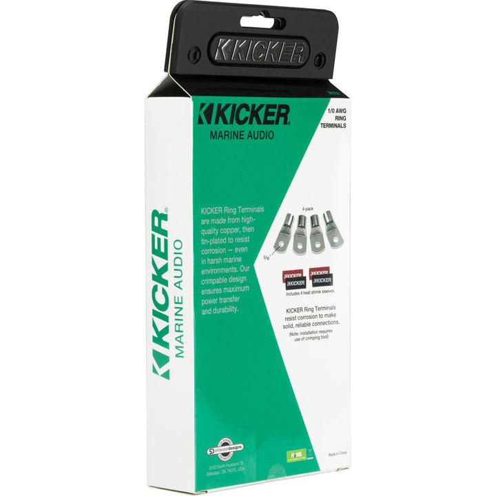 Kicker 47RT0: 5 / 16" 1 / 0 AWG Nickel-Plated 4-Pack Ring Terminal