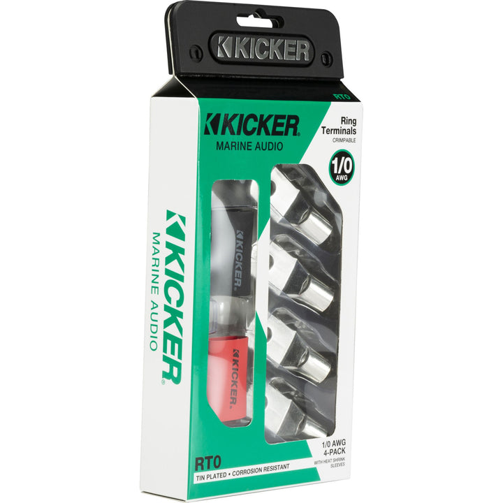 Kicker 47RT0: 5 / 16" 1 / 0 AWG Nickel-Plated 4-Pack Ring Terminal