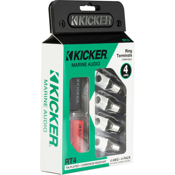 Kicker 47RT4: 5 / 16" 4 AWG Nickel-Plated 4-Pack Ring Terminal