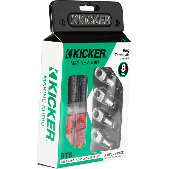 Kicker 47RT8: 5 / 16 FT 8 AWG 4-Packs Tin-Plated Ring Terminal
