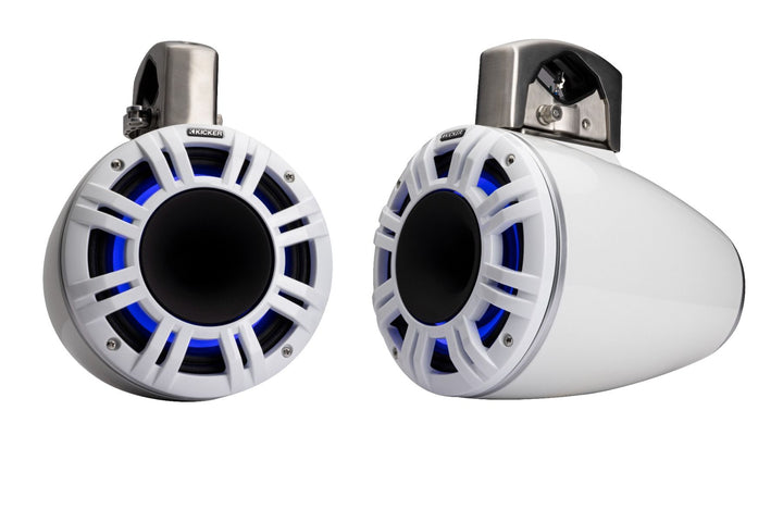 Kicker 51KMTCXL8W: White Horn Loaded Compression Driver Tower Coaxial Speaker System