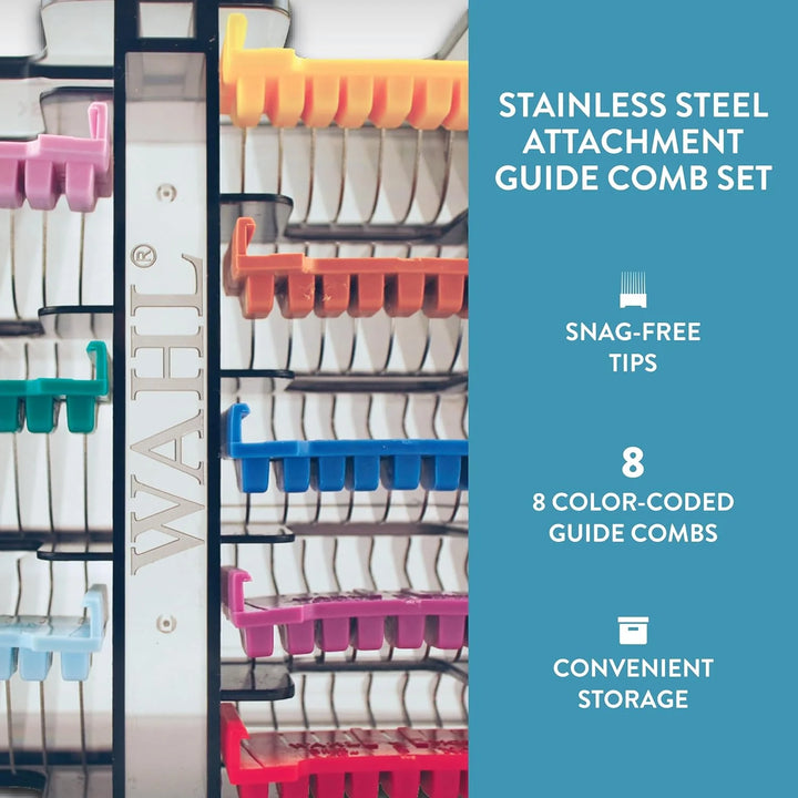 Wahl 58236: 8 Pieces Stainless Steel Slide-On Combs / Organizer