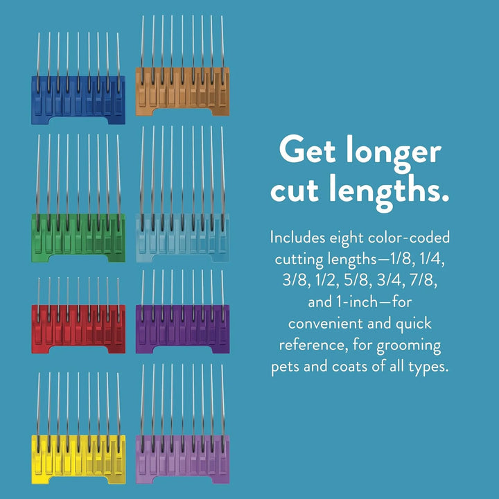 Wahl 58236: 8 Pieces Stainless Steel Slide-On Combs / Organizer