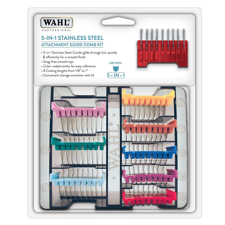 Wahl 58236: 8 Pieces Stainless Steel Slide-On Combs / Organizer