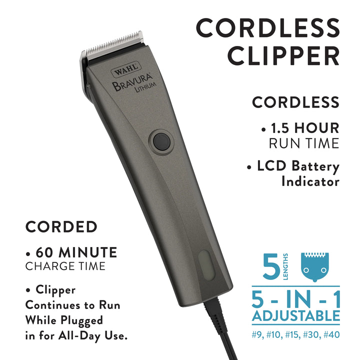 Wahl 59163: Lithium Bravura Gunmetal Cordless Clipper