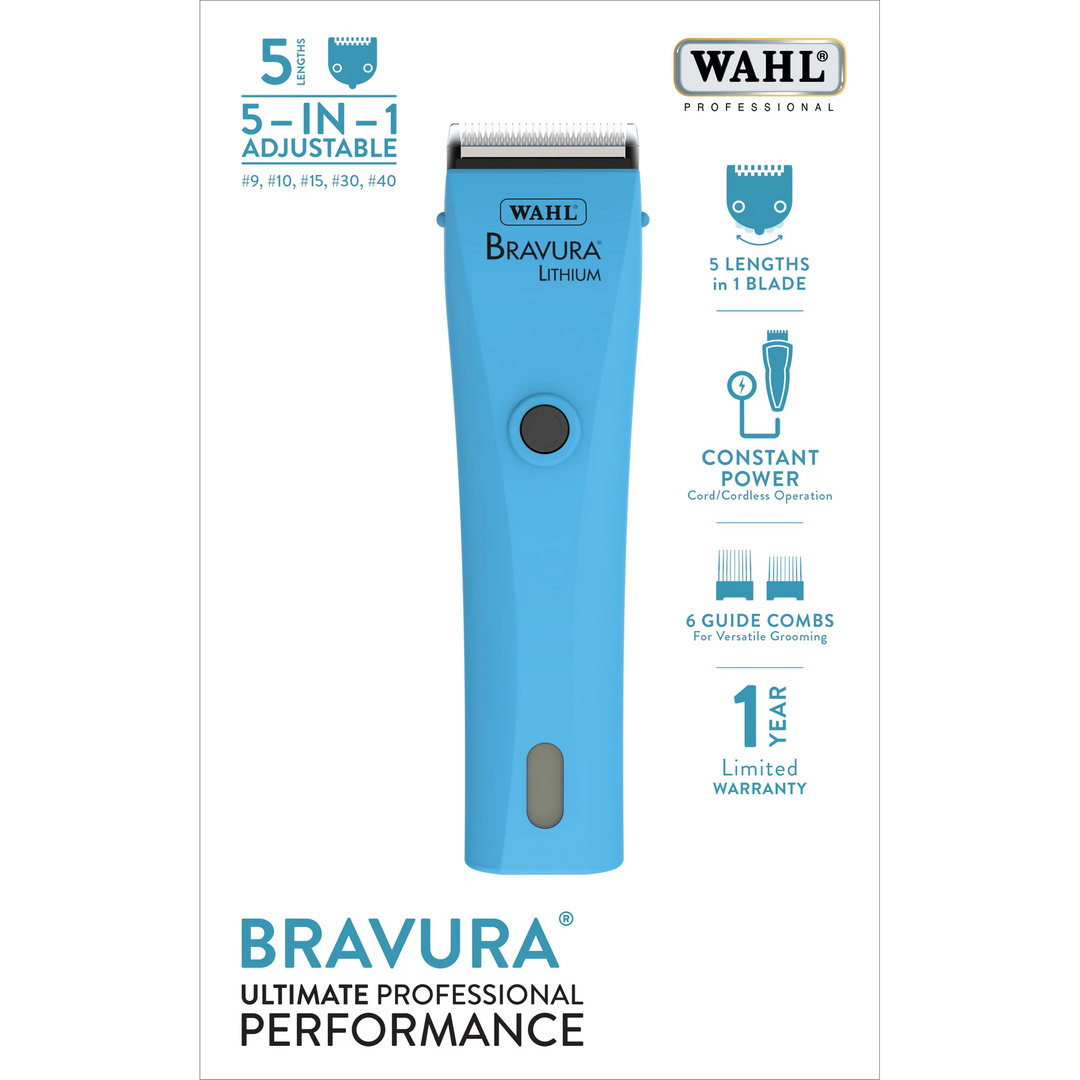 Wahl 59177: Lithium Bravura Blue Lightweight Professional Cordless Clipper