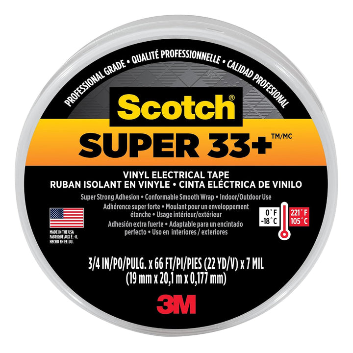 Scotch SUPER33PLUS-66: 3 / 4" x 66 FT 10-Packs Vinyl Electrical Tape