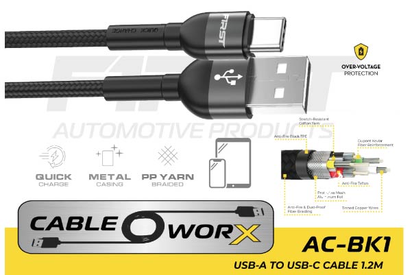 F1RST AC-BK1: 1.2 M Premium USB-A - C Cable