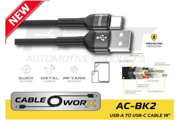 F1RST AC-BK2: 18" Premium USB-A - C Cable