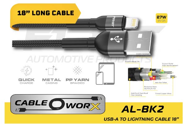 F1RST AL-BK2: 18" Premium USB-A Lightning Cable