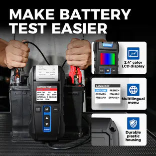 Topdon BT300P: 2.4" 12 / 24 V Printer Display Battery / System Tester