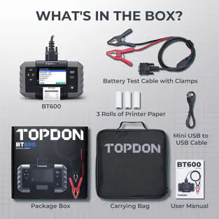 Topdon BT600: 3.5" 12 / 24 V Printer Display Battery / System Tester