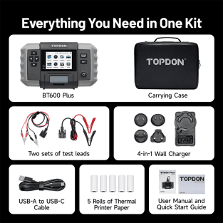Topdon BT600PLUS: 3.5" 6 / 12 / 24 V Printer Display Battery / System Tester