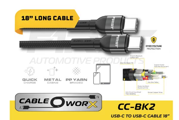 F1RST CC-BK2: 18" Premium USB-C Cable