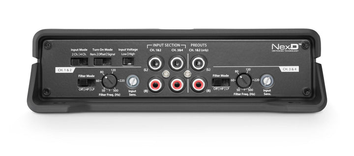JL Audio JLAMPJD400-4: 100 W x 4 @ 2 Ω / 200 x 2 4-Channel Class-D Full-Range Bridged Amplifier