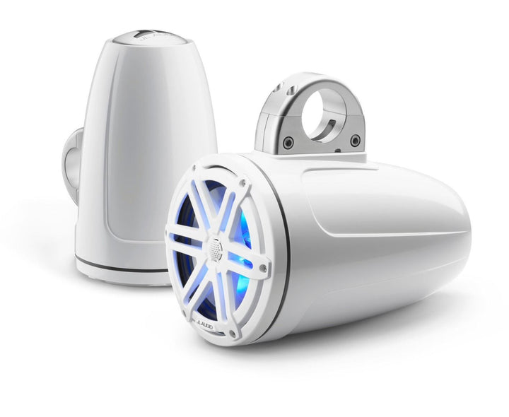 JL Audio JLM3770ETXV3GWSGW-I: 7.7" M3-Series LED RGB Gloss White Enclosed Sport Tower Coaxial Marine Speaker System