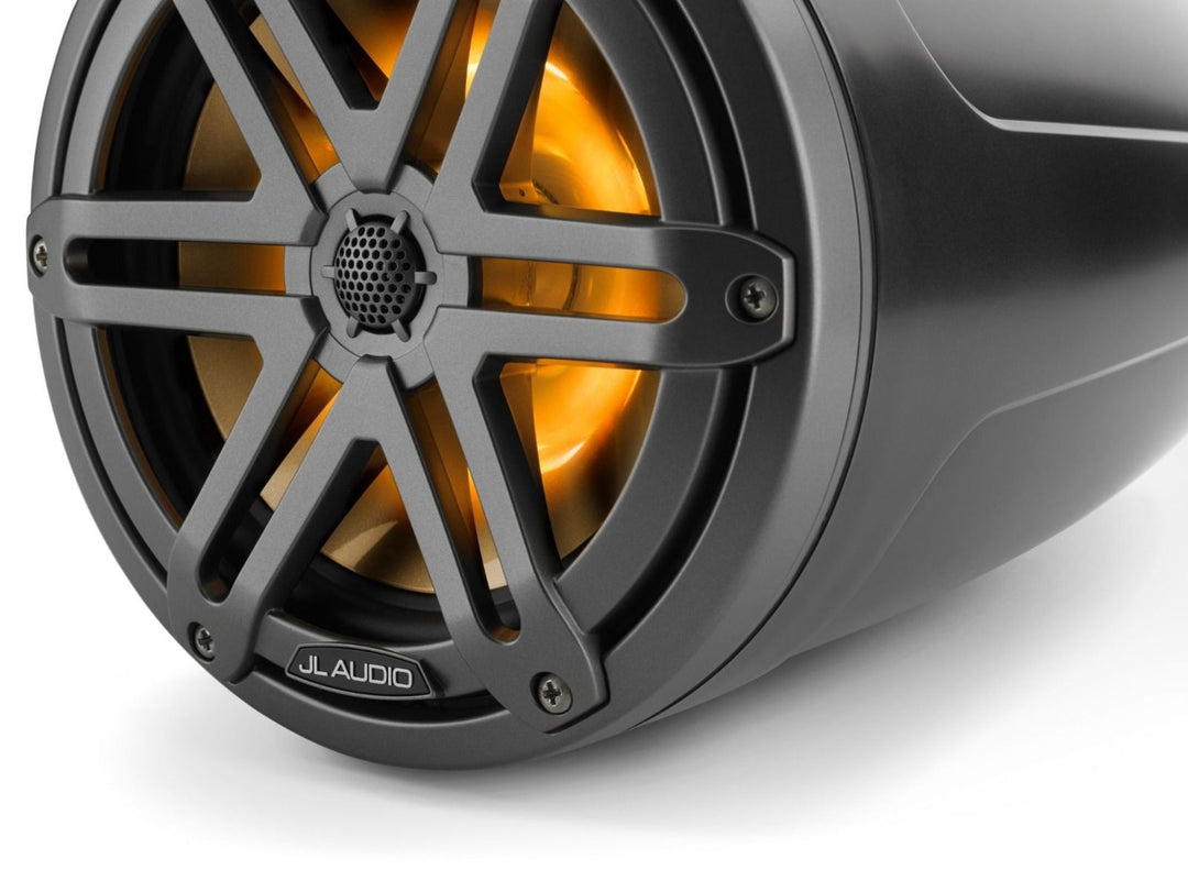 JL Audio JLM3770ETXV3SBSGM-I: 7.7" M3-Series LED RGB Satin Gun Metal Sport Enclosed Tower Coaxial Marine Speaker System