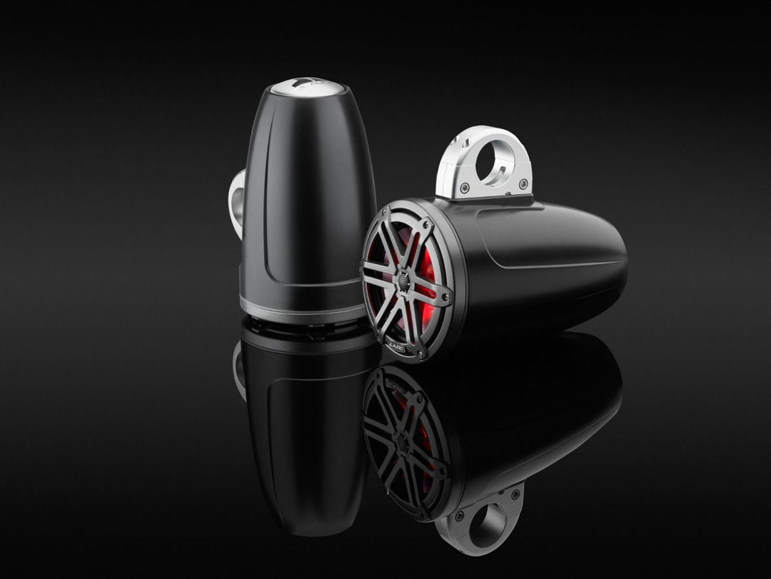 JL Audio JLM3770ETXV3SBSGM-I: 7.7" M3-Series LED RGB Satin Gun Metal Sport Enclosed Tower Coaxial Marine Speaker System
