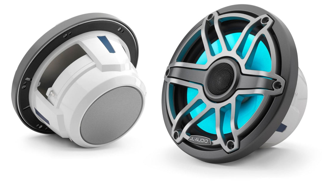 JL Audio JLM6-770X-S-GM-TI-I: 7.7" M6-Series LED RGB Gun Metal Titanium Sport Marine Coaxial Speakers
