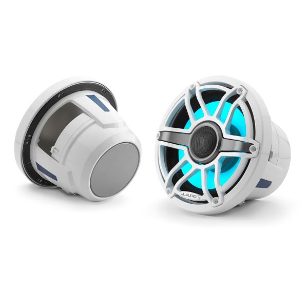JL Audio JLM6-880X-S-GW-GW-I: 8.8" M6-Series LED RGB Gloss White Sport Marine Coaxial Speakers