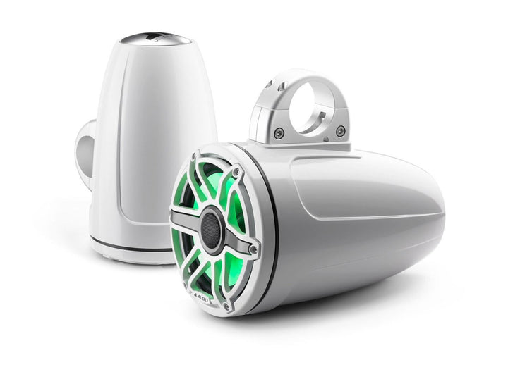 JL Audio JLM6770ETXV3GWSGWGWI: 7.7" M6-Series LED RGB Gloss White Sport Enclosed Tower Coaxial Marine Speaker System