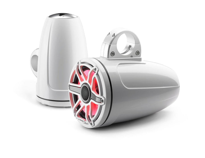 JL Audio JLM6770ETXV3GWSGWGWI: 7.7" M6-Series LED RGB Gloss White Sport Enclosed Tower Coaxial Marine Speaker System