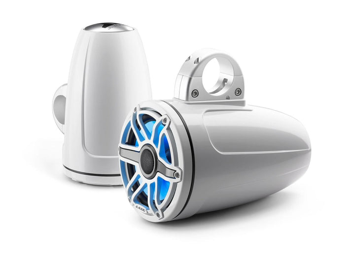 JL Audio JLM6770ETXV3GWSGWGWI: 7.7" M6-Series LED RGB Gloss White Sport Enclosed Tower Coaxial Marine Speaker System