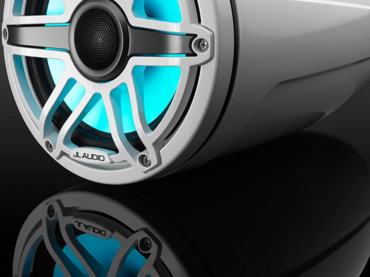 JL Audio JLM6770ETXV3GWSGWGWI: 7.7" M6-Series LED RGB Gloss White Sport Enclosed Tower Coaxial Marine Speaker System